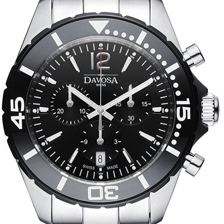 Nautic Star Quartz Chronograph 100m Black Diving Watch 16347315 Chronograph Davosa USA Official Distributor. Prices are Final. Tax & duties included. 43.5mm Black-White TriaLink