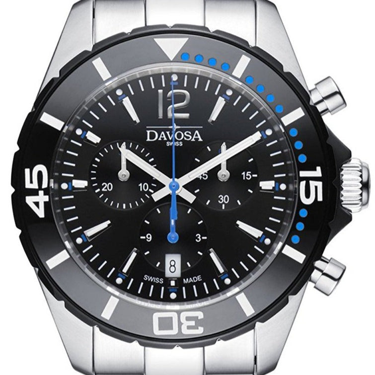 Nautic Star Quartz Chronograph 100m Black Blue Diving Watch 16347345 Chronograph Davosa USA Official Distributor. Prices are Final. Tax & duties included. 43.5mm Black-Blue TriaLink