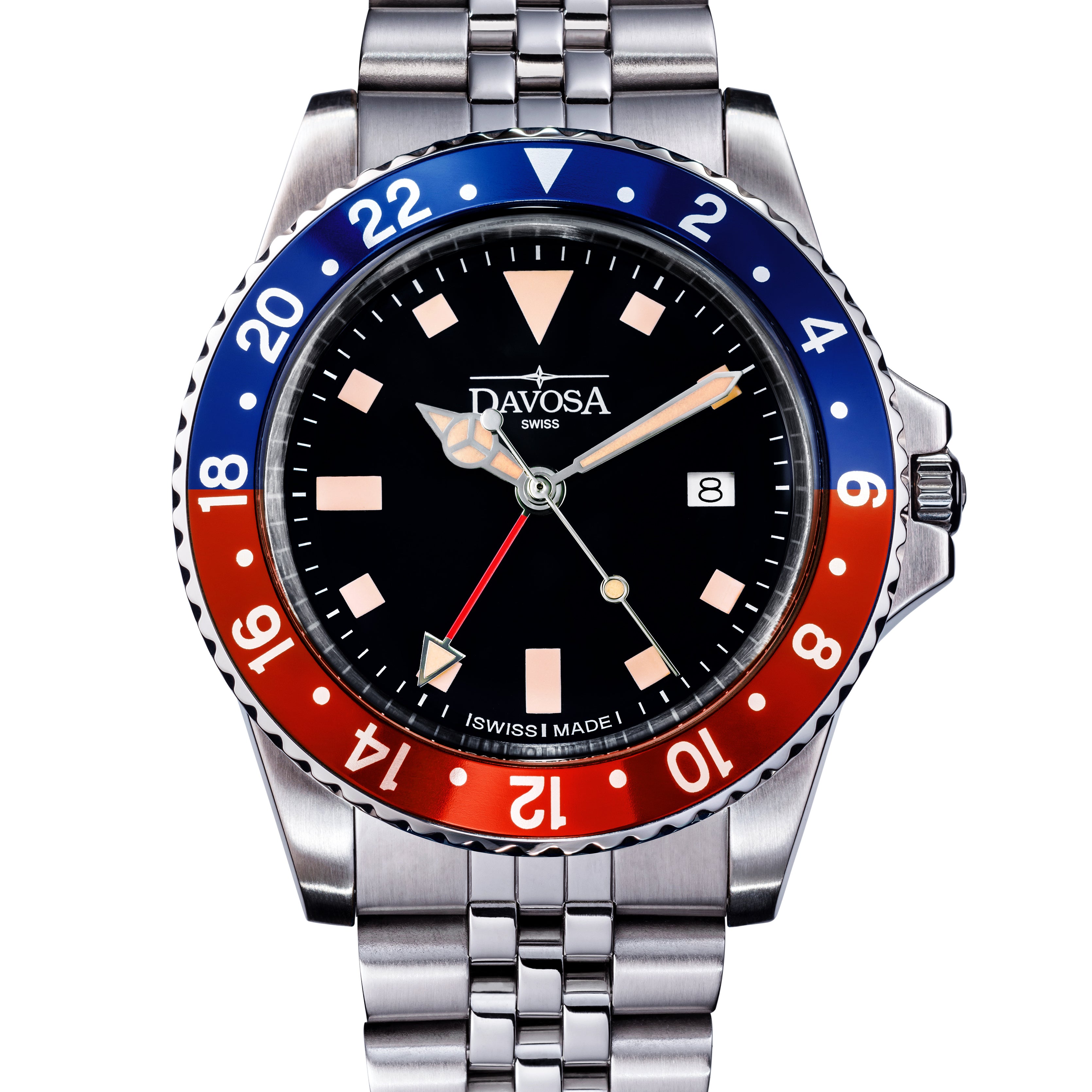 Vintage Quartz 100m Red Blue Unisex Diver Watch 16350090 GMT Davosa USA Official Distributor. Prices are Final. Tax & duties included.