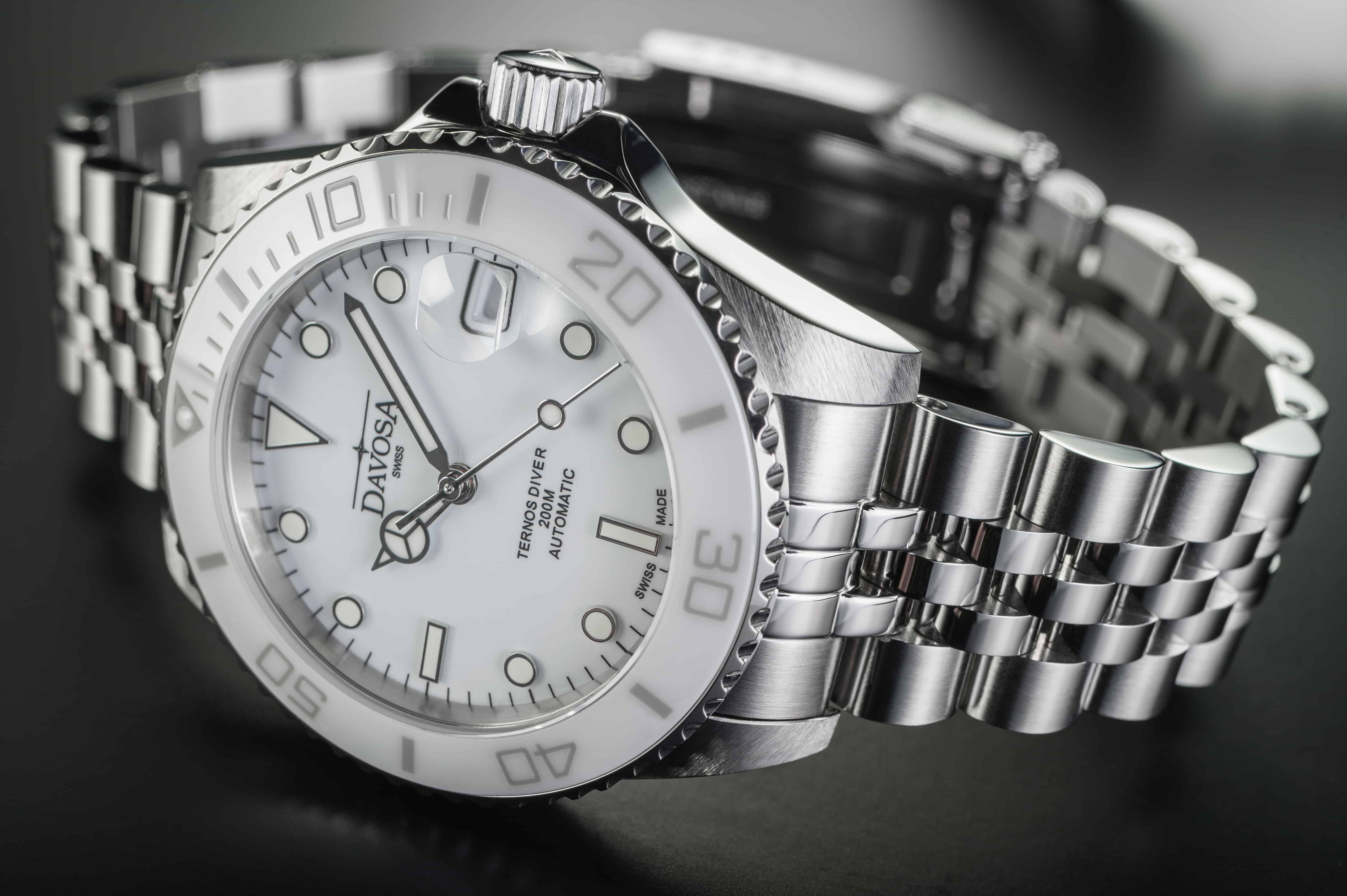 Ternos Medium Automatic Swiss-Made White Diving Watch 16619501 Diver Davosa USA Official Distributor. Prices are Final. Tax & duties included.