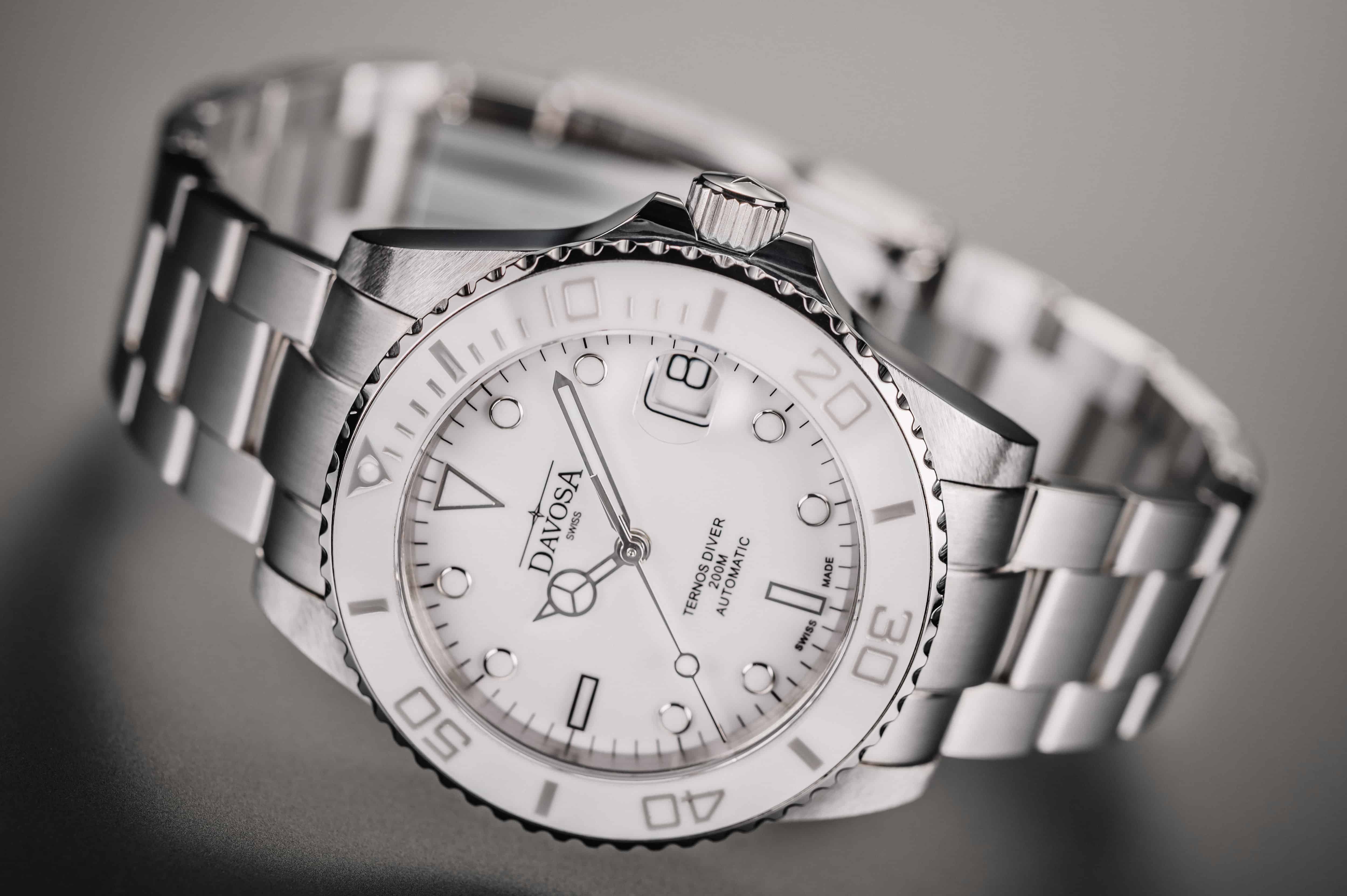 Ternos Medium Automatic Swiss-Made White Diving Watch 16619510 Diver Davosa USA Official Distributor. Prices are Final. Tax & duties included.