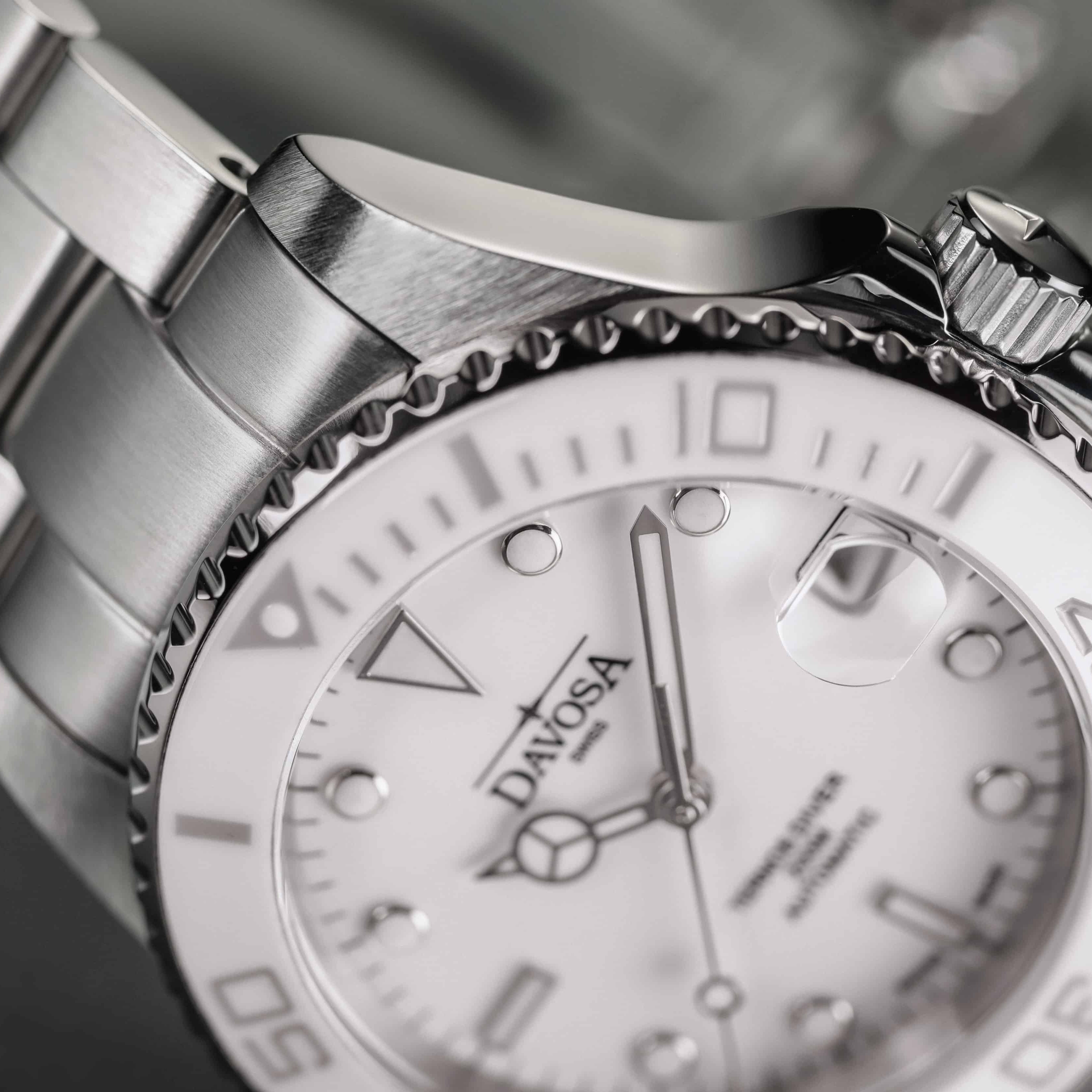 Ternos Medium Automatic Swiss-Made White Diving Watch 16619510 Diver Davosa USA Official Distributor. Prices are Final. Tax & duties included.