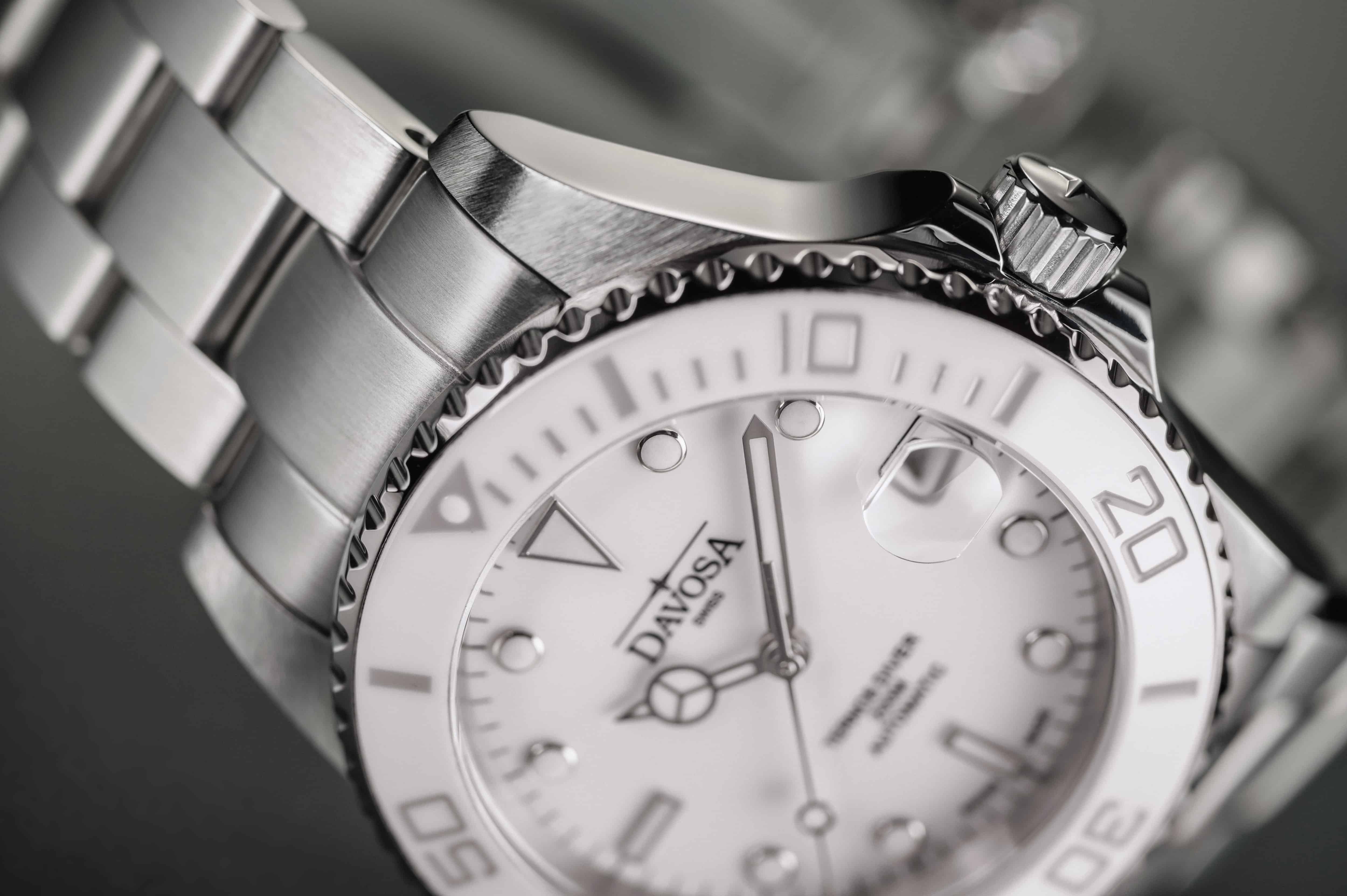 Ternos Medium Automatic Swiss-Made White Diving Watch 16619510 Diver Davosa USA Official Distributor. Prices are Final. Tax & duties included.