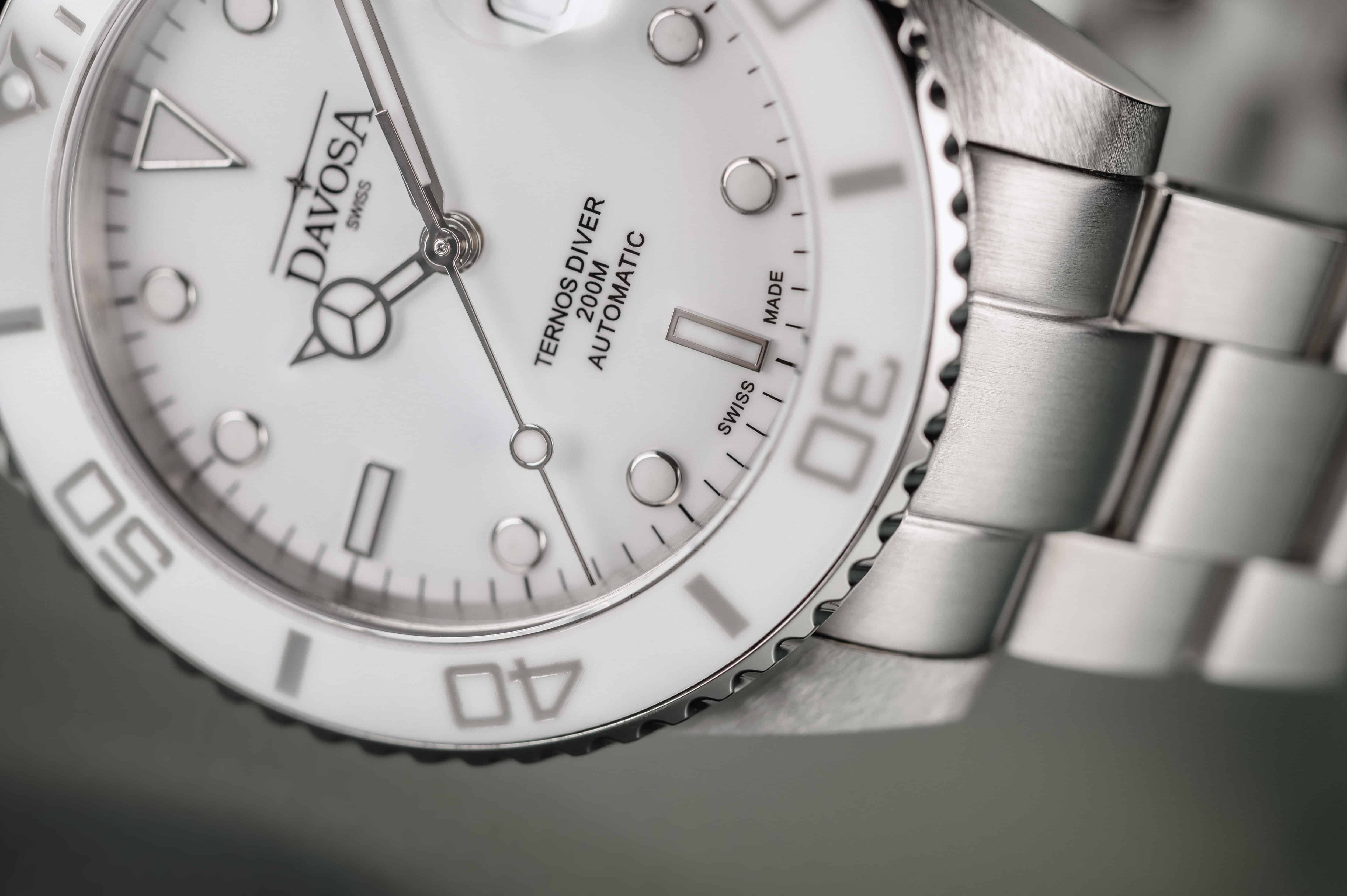 Ternos Medium Automatic Swiss-Made White Diving Watch 16619510 Diver Davosa USA Official Distributor. Prices are Final. Tax & duties included.