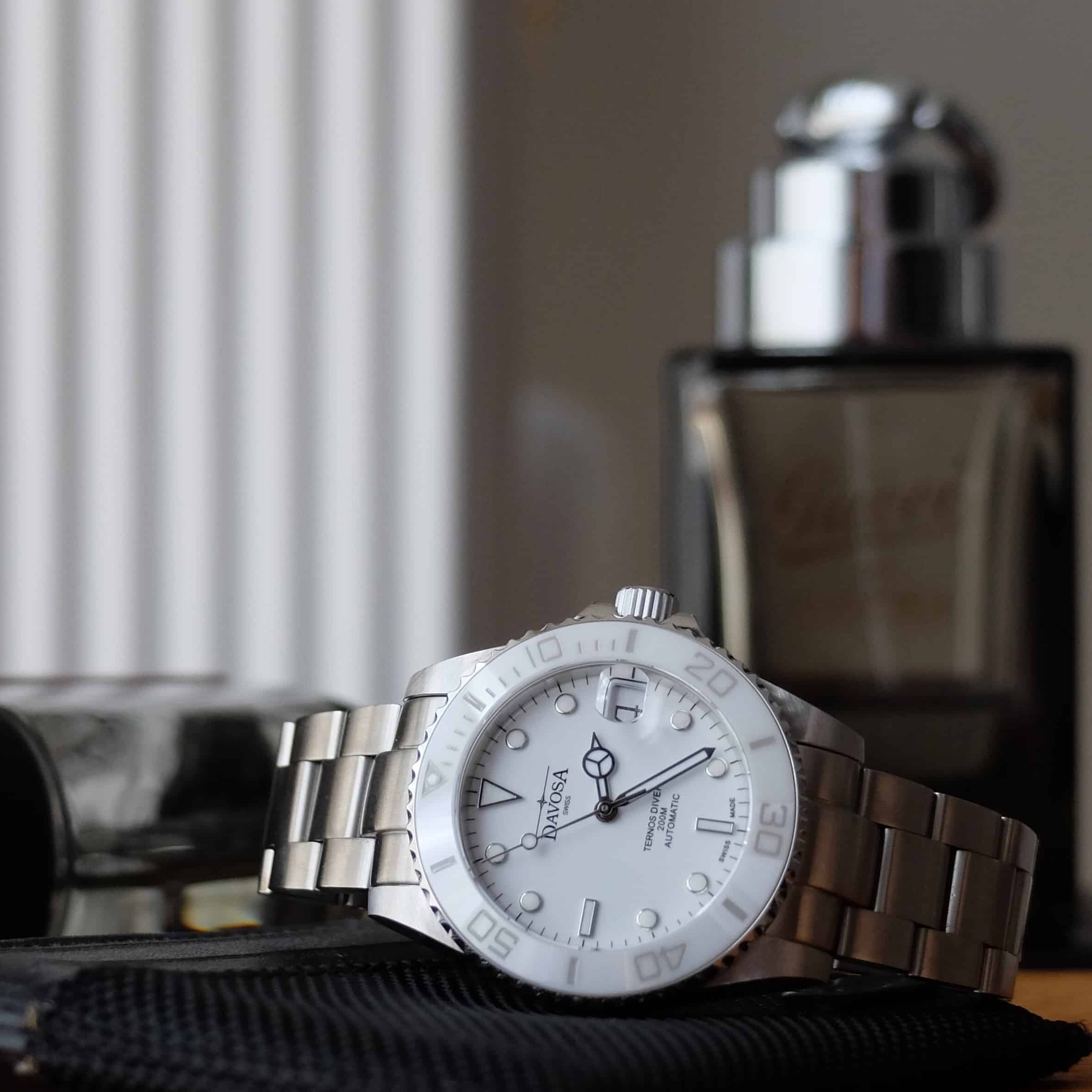 Ternos Medium Automatic Swiss-Made White Diving Watch 16619510 Diver Davosa USA Official Distributor. Prices are Final. Tax & duties included.