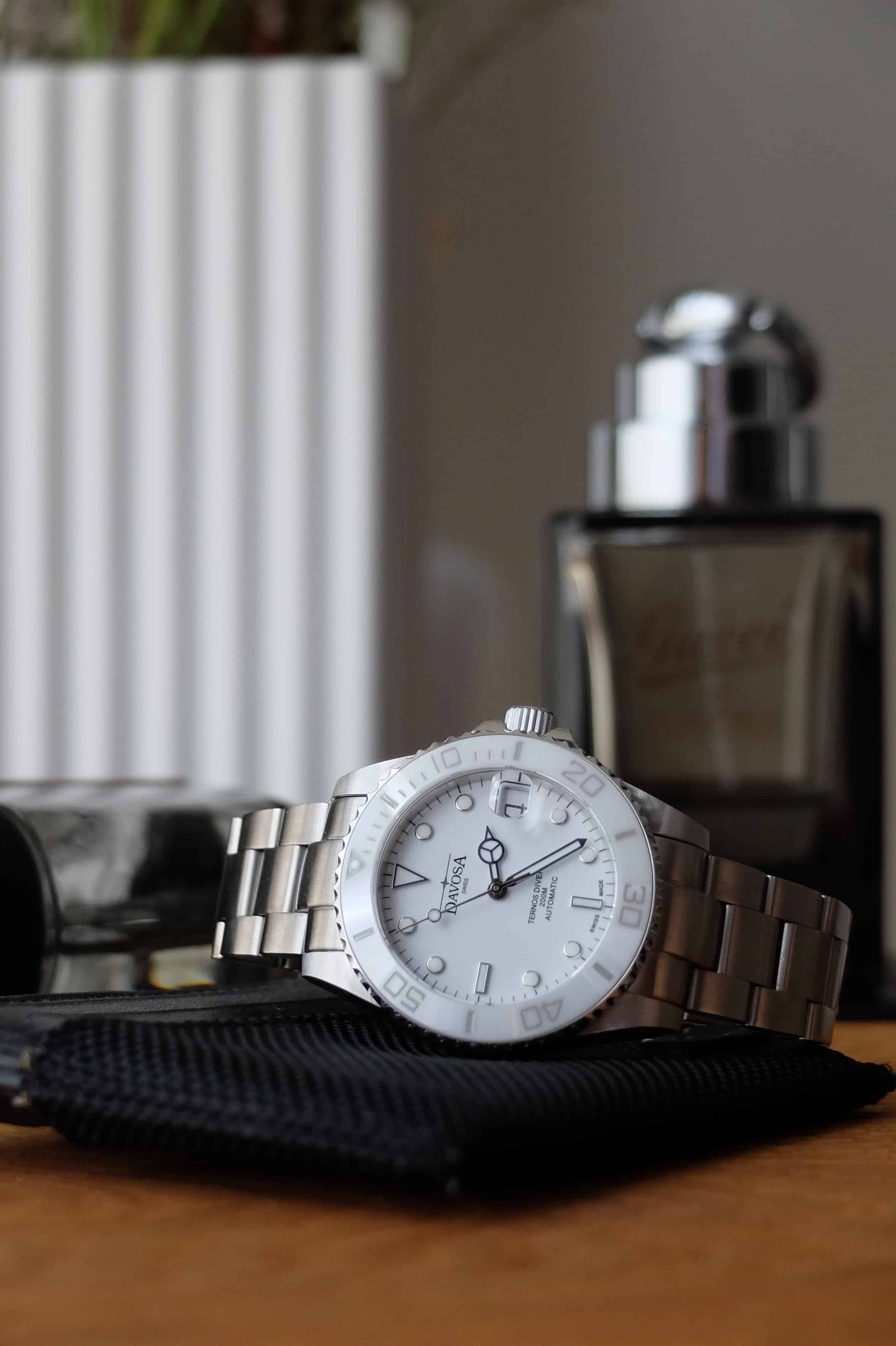Ternos Medium Automatic Swiss-Made White Diving Watch 16619510 Diver Davosa USA Official Distributor. Prices are Final. Tax & duties included.