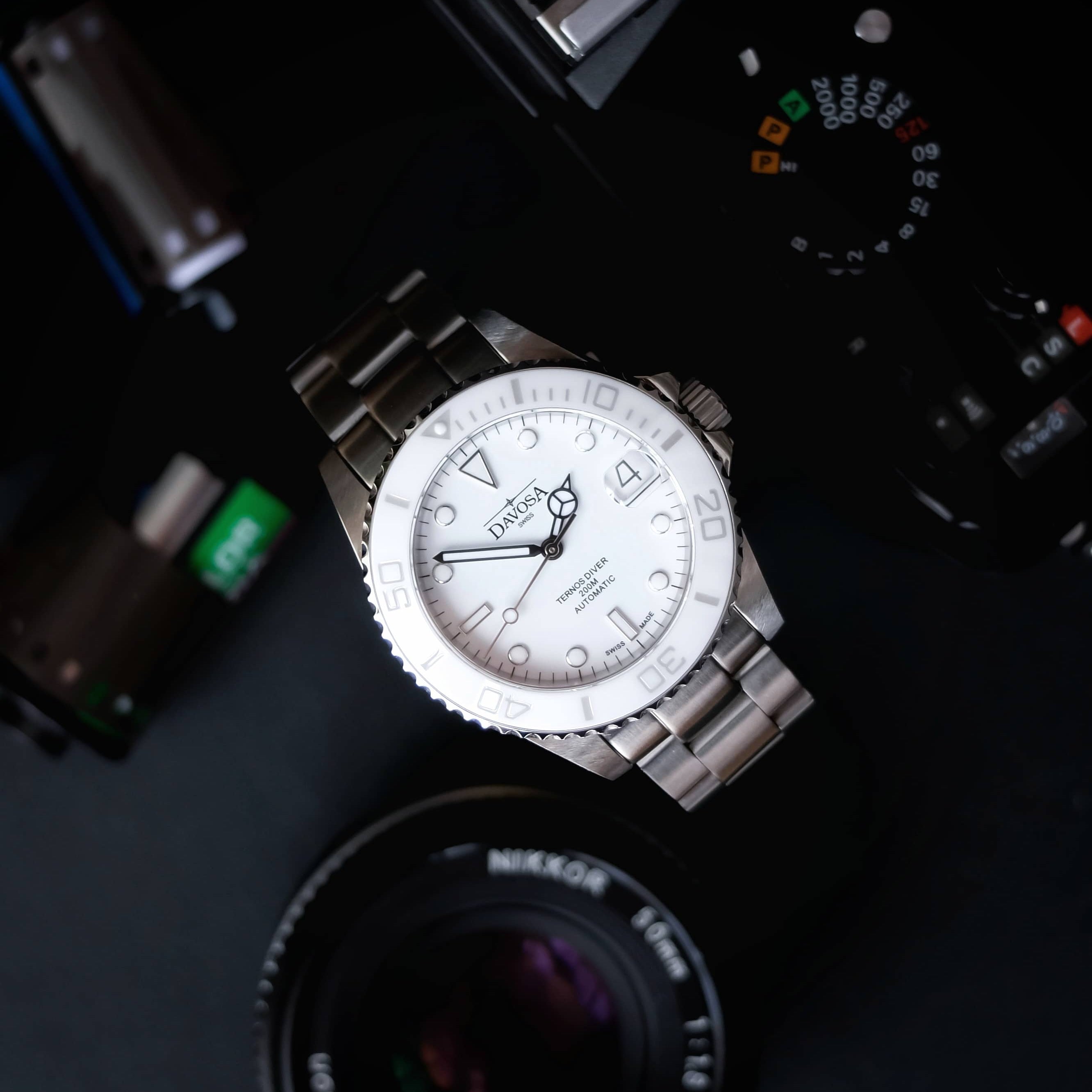 Ternos Medium Automatic Swiss-Made White Diving Watch 16619510 Diver Davosa USA Official Distributor. Prices are Final. Tax & duties included.