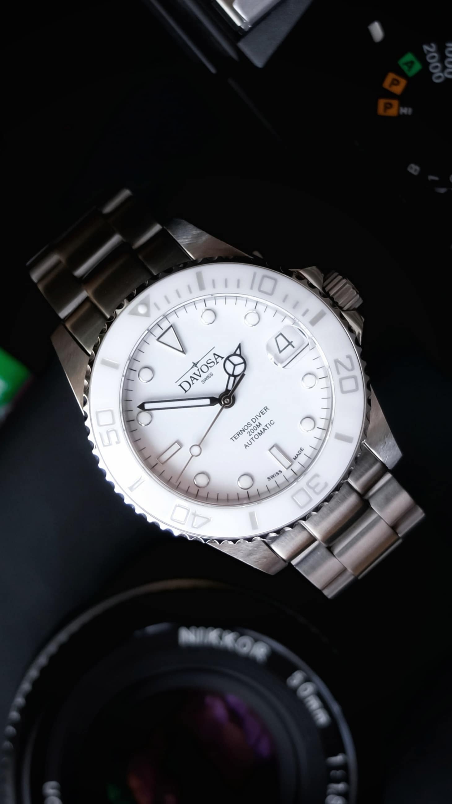 Ternos Medium Automatic Swiss-Made White Diving Watch 16619510 Diver Davosa USA Official Distributor. Prices are Final. Tax & duties included.
