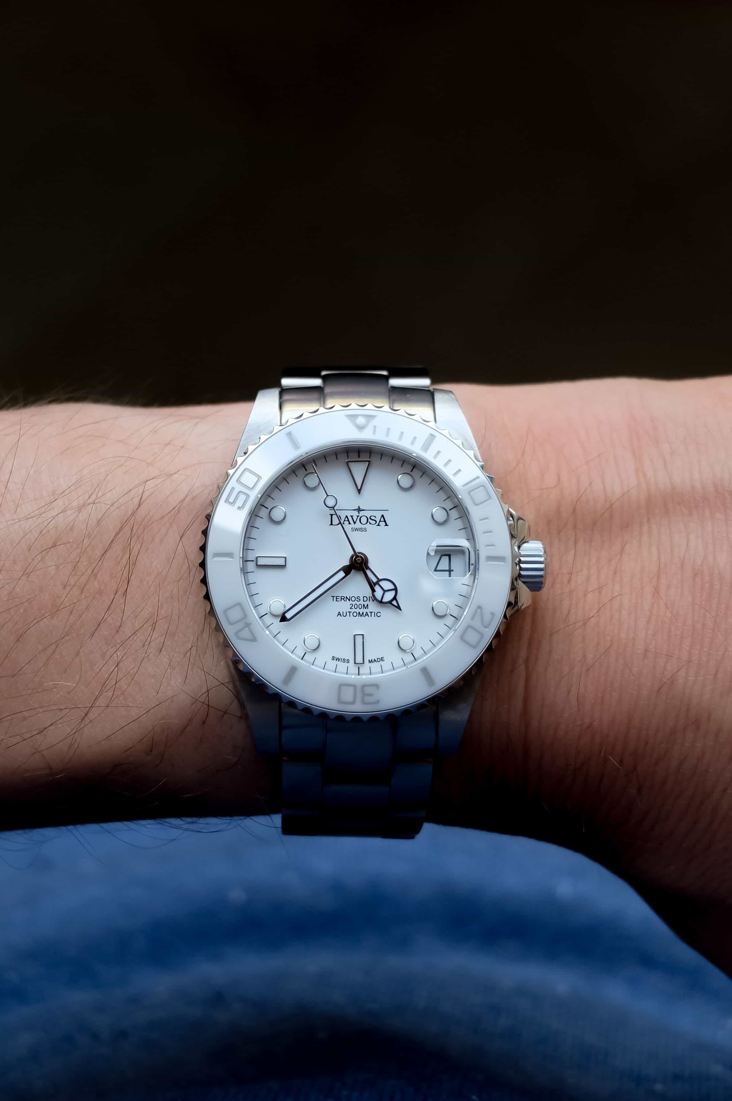 Ternos Medium Automatic Swiss-Made White Diving Watch 16619510 Diver Davosa USA Official Distributor. Prices are Final. Tax & duties included.