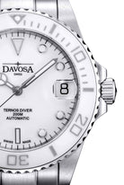 Ternos Medium Automatic Swiss-Made White Diving Watch 16619510 Diver Davosa USA Official Distributor. Prices are Final. Tax & duties included.