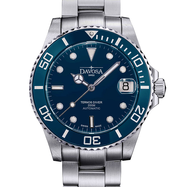 Ternos Medium Automatic 200m Swiss-Made Blue Men's Diver Watch 16619540 Diver Davosa USA Official Distributor. Prices are Final. Tax & duties included.