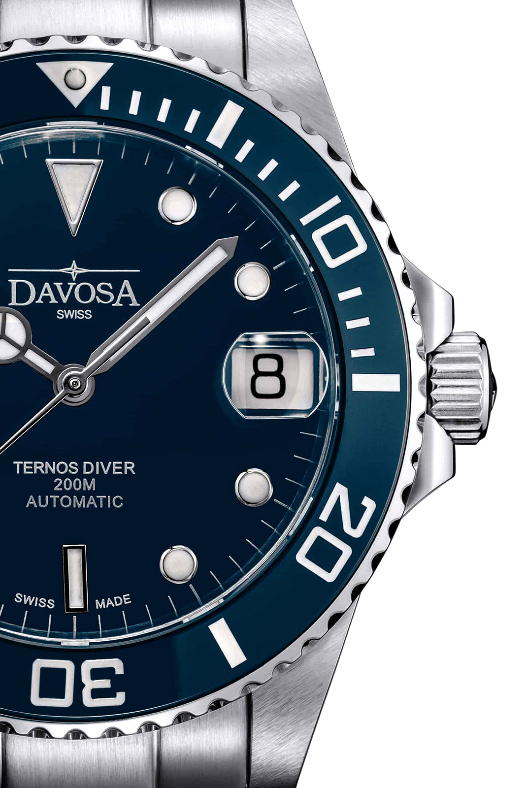 Ternos Medium Automatic 200m Swiss-Made Blue Men's Diver Watch 16619540 Diver Davosa USA Official Distributor. Prices are Final. Tax & duties included.
