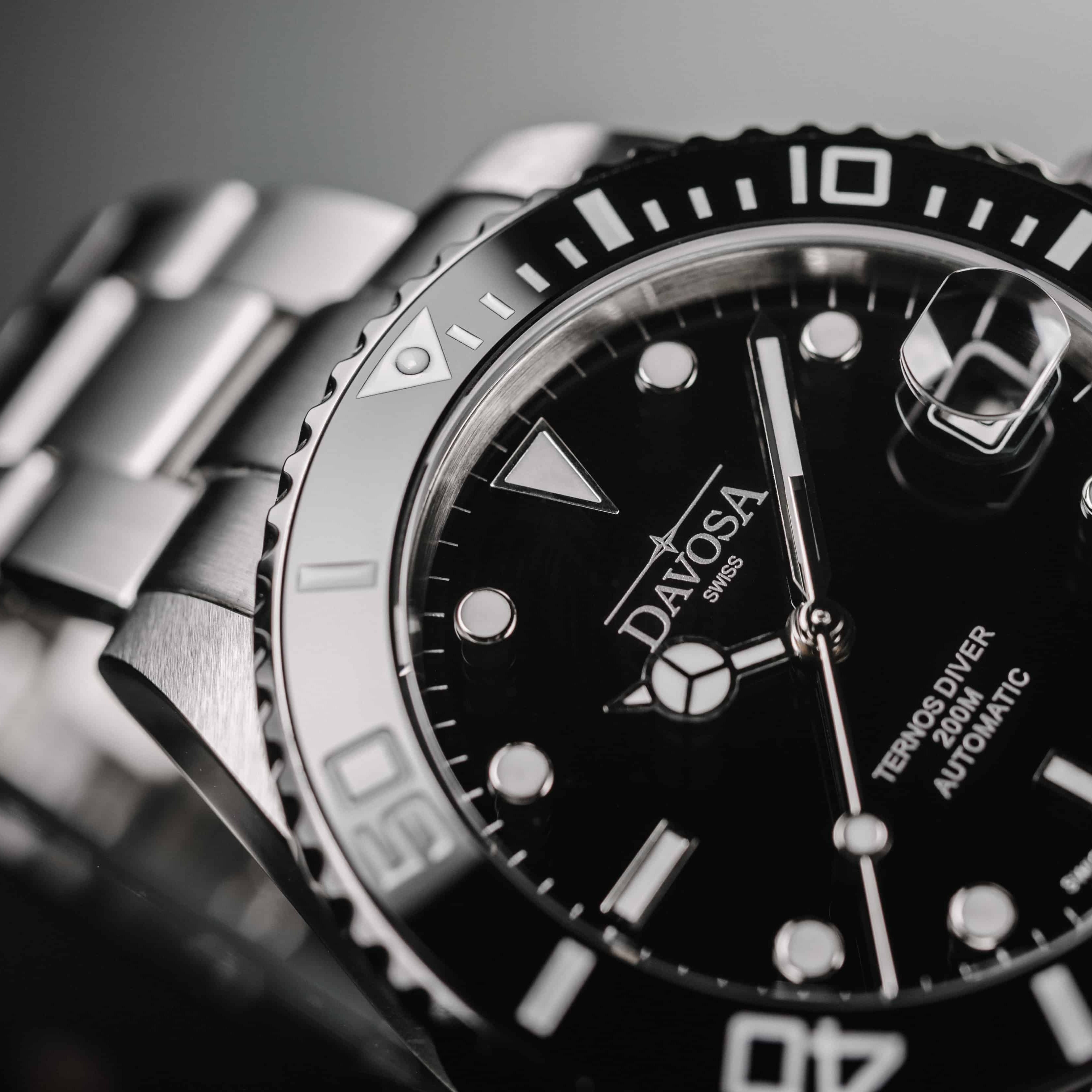 Ternos Medium Automatic Swiss-Made Black Men's Diver Watch 16619550 Diver Davosa USA Official Distributor. Prices are Final. Tax & duties included.