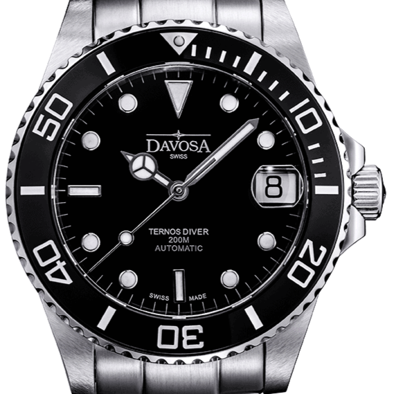 Ternos Medium Automatic Swiss-Made Black Men's Diver Watch 16619550 Diver Davosa USA Official Distributor. Prices are Final. Tax & duties included.