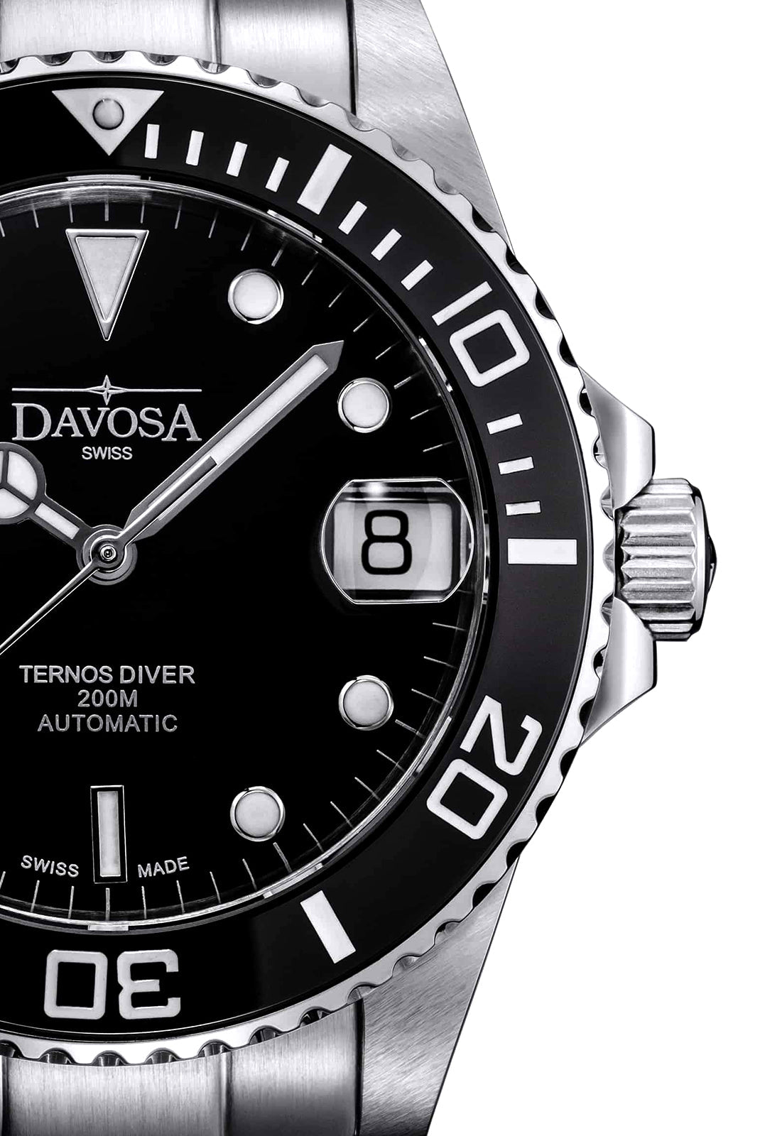Ternos Medium Automatic Swiss-Made Black Men's Diver Watch 16619550 Diver Davosa USA Official Distributor. Prices are Final. Tax & duties included.