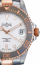Ternos Medium Automatic 200m White Dial Two Tone Rose Gold Diver Watch 16619620 Diver Davosa USA Official Distributor. Prices are Final. Tax & duties included.