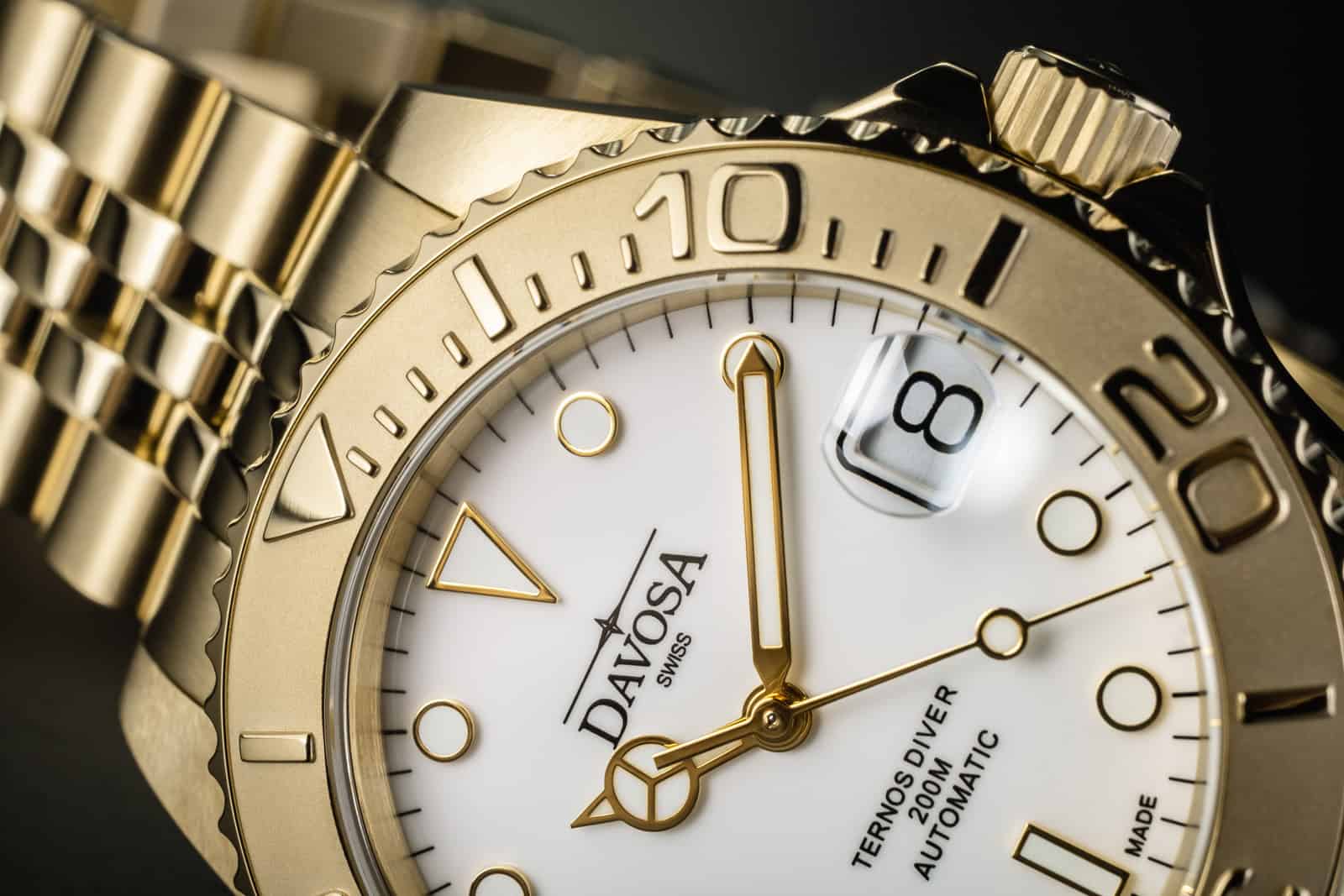 Ternos Medium Automatic 200M Swiss-Made Golden Unisex Diver Watch 16619802 Diver Davosa USA Official Distributor. Prices are Final. Tax & duties included.