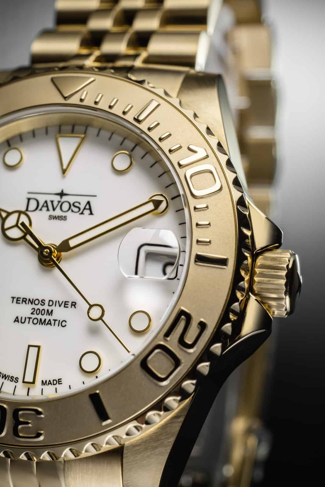 Ternos Medium Automatic 200M Swiss-Made Golden Unisex Diver Watch 16619802 Diver Davosa USA Official Distributor. Prices are Final. Tax & duties included.