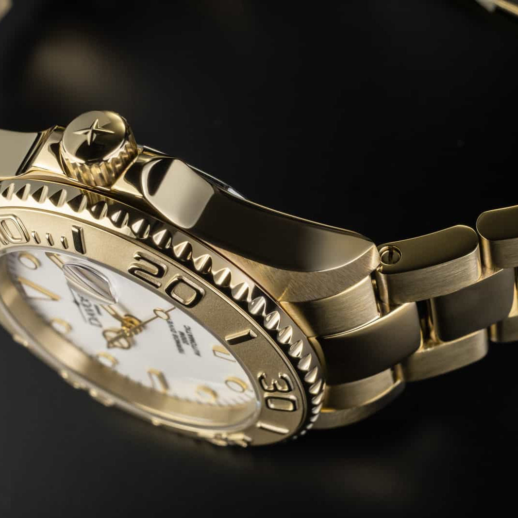 Ternos Medium Automatic Swiss-Made Gold-Tone Diving Watch 16619820 Diver Davosa USA Official Distributor. Prices are Final. Tax & duties included.