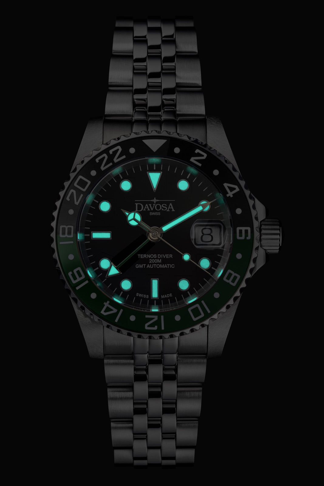 Ternos Ceramic Automatic GMT Swiss-Made Black Green Diving Watch 16159070 GMT Davosa USA Official Distributor. Prices are Final. Tax & duties included.