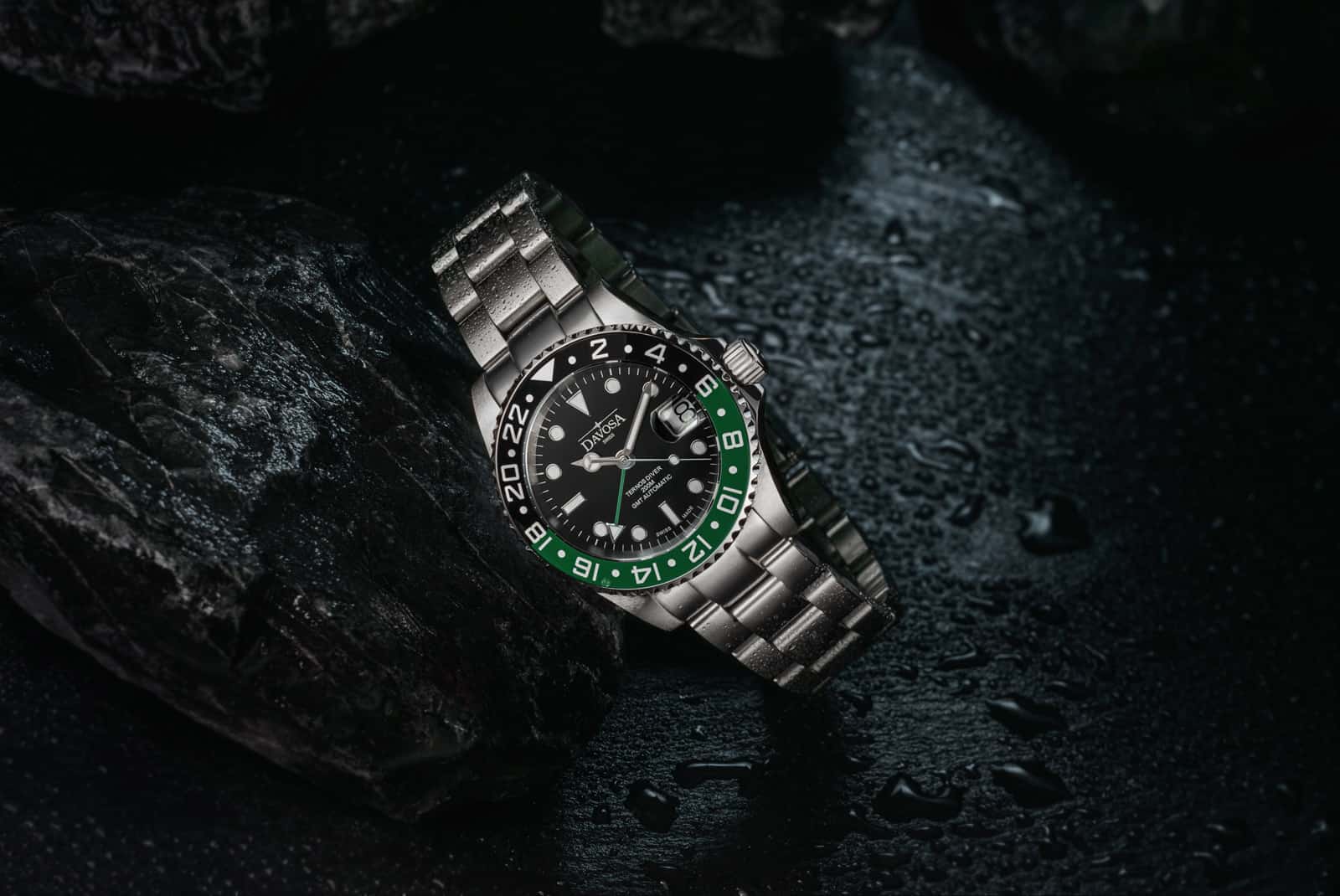 Ternos Ceramic Automatic GMT Swiss-Made Black Green Diving Watch 16159070 GMT Davosa USA Official Distributor. Prices are Final. Tax & duties included.