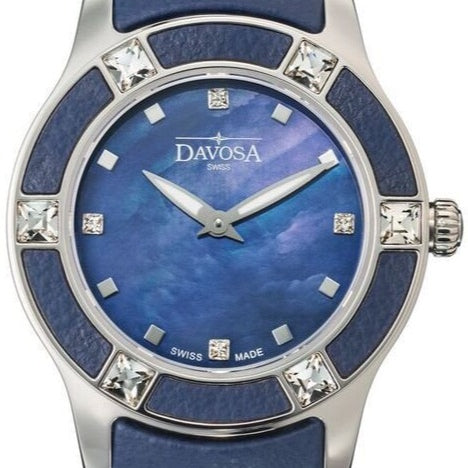 Irisea Quartz Swiss-Made Blue Blue Ladies Watch 16756745 Ladies Davosa USA Official Distributor. Prices are Final. Tax & duties included. 29mm Blue Leather
