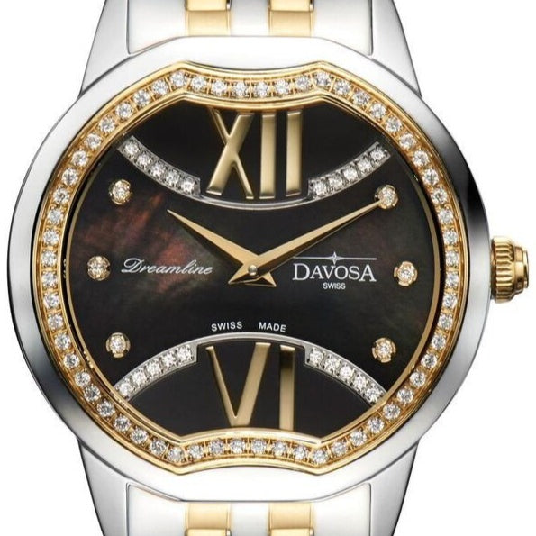 Dreamline II Quartz Swiss-Made Black Silver Golden Ladies Watch 16857755 Ladies Davosa USA Official Distributor. Prices are Final. Tax & duties included. 36mm Black PentaLink