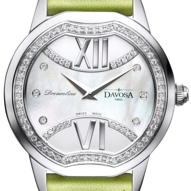 Dreamline II Quartz Swiss-Made Silver Green Ladies Watch 16755975 Ladies Davosa USA Official Distributor. Prices are Final. Tax & duties included. 36mm Silver Leather