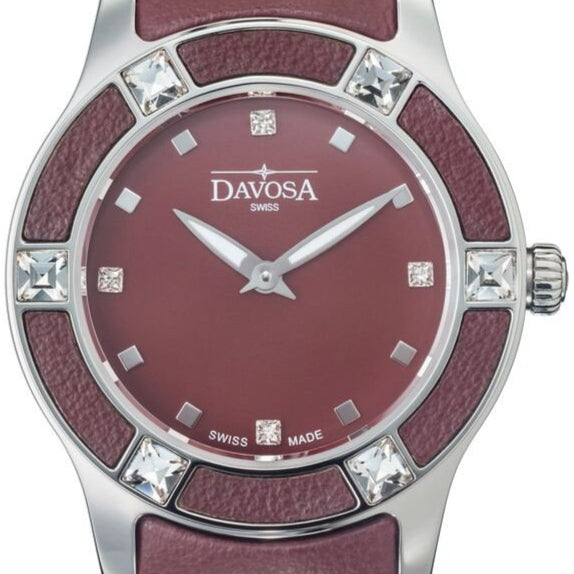 Irisea Quartz Swiss-Made Red Red Ladies Watch 16756765 Ladies Davosa USA Official Distributor. Prices are Final. Tax & duties included. 29mm Red Leather