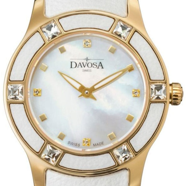 Irisea Quartz Swiss-Made Pearlescent White Ladies Watch 16756815 Ladies Davosa USA Official Distributor. Prices are Final. Tax & duties included. 29mm Silver Leather