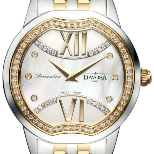 Dreamline II Quartz Swiss-Made Silver Gold-Tone Ladies Watch 16857715 Ladies Davosa USA Official Distributor. Prices are Final. Tax & duties included. 36mm Silver-Gold PentaLink