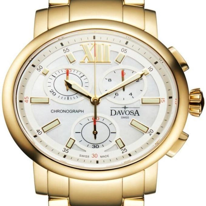 Oval Edition Quartz Chronograph White PVD Gold Ladies Watch 16857915 Ladies Davosa USA Official Distributor. Prices are Final. Tax & duties included. 38mm White-Gold TriaLink