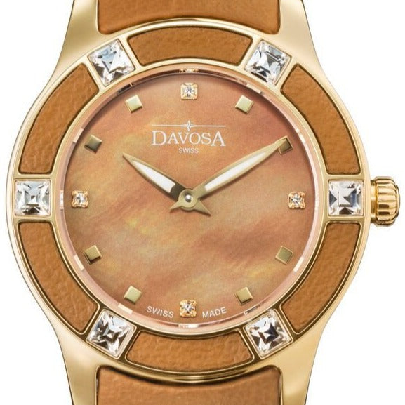 Irisea Quartz Swiss-Made Brown Brown Ladies Watch 16756885 Ladies Davosa USA Official Distributor. Prices are Final. Tax & duties included. 29mm Bronze Leather