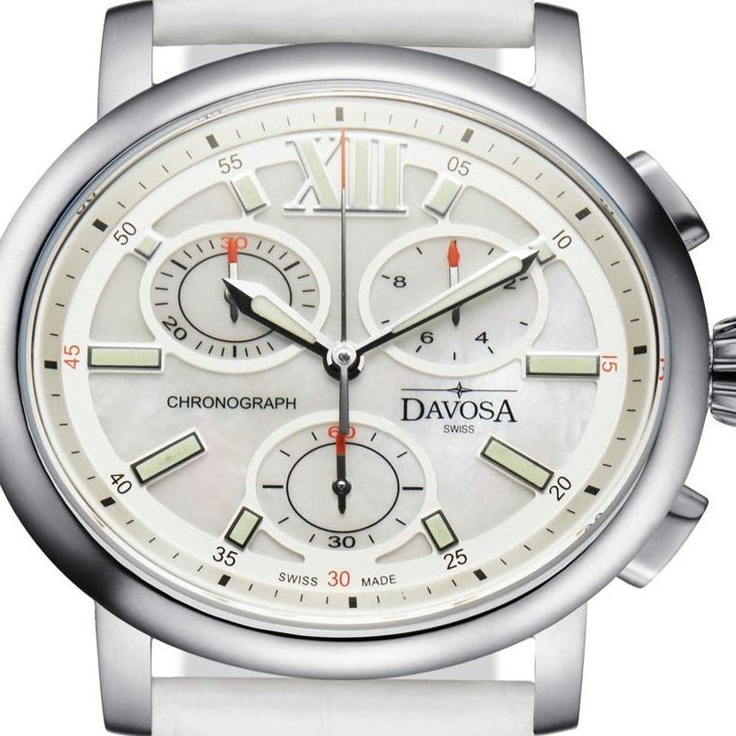 Oval Edition Quartz Chronograph White White Ladies Watch 16756915 Ladies Davosa USA Official Distributor. Prices are Final. Tax & duties included. 38mm White Leather