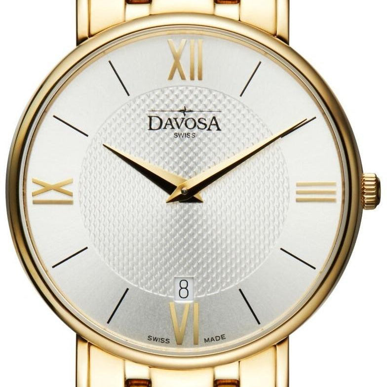 Pianos II Quartz PVD Guilloche Silver Gold Executive Watch 16347815 Executive Davosa USA Official Distributor. Prices are Final. Tax & duties included. 38mm Silver-Gold PentaLink