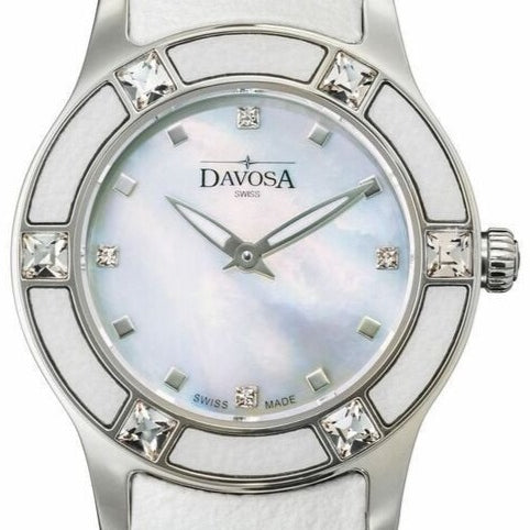 Irisea Quartz Swiss-Made Pearlescent White Ladies Watch 16756715 Ladies Davosa USA Official Distributor. Prices are Final. Tax & duties included. 29mm Silver Leather