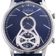 CUORE² Quartz Swiss-Made 5ATM Blue Executive Watch 16249744 Executive Davosa USA Official Distributor. Prices are Final. Tax & duties included. 42mm Blue-White Leather