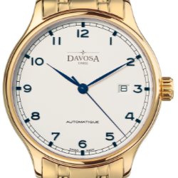 Classic Automatic Swiss-Made White Gold-Tone Executive Watch 16146411 Classic Davosa USA Official Distributor. Prices are Final. Tax & duties included. 40mm White-Blue PentaLink
