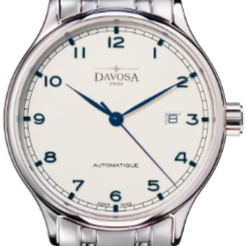 Classic Automatic Swiss-Made White Blue Executive Watch 16145611 Classic Davosa USA Official Distributor. Prices are Final. Tax & duties included. 40mm White-Blue PentaLink