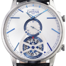 CUORE² Quartz Swiss-Made 5ATM Silver Executive Watch 16249714 Executive Davosa USA Official Distributor. Prices are Final. Tax & duties included. 42mm White-Blue Leather