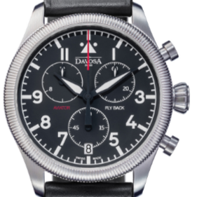 Aviator Fly Back Quartz Chronograph Black Men's Pilot Watch 16249955 Pilot Davosa USA Official Distributor. Prices are Final. Tax & duties included. 42mm Black Leather