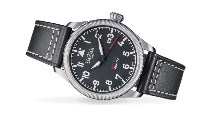 Aviator Quartz Swiss-Made Black Men's Dress Watch 16249855 Pilot Davosa USA Official Distributor. Prices are Final. Tax & duties included.