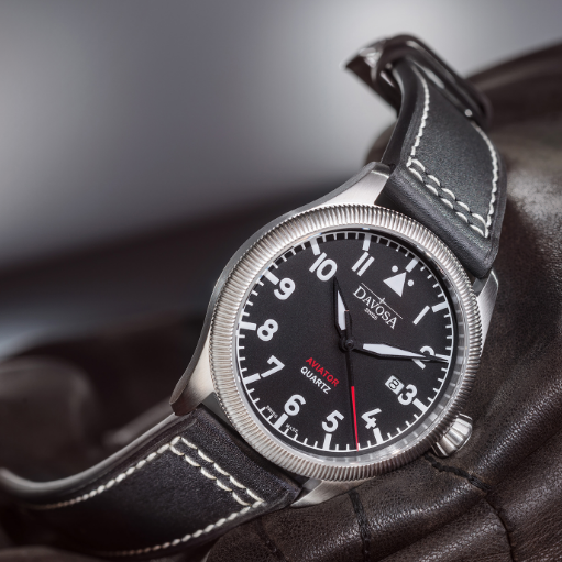 Aviator Quartz Swiss-Made Blue Men's Dress Watch 16249845 Pilot Davosa USA Official Distributor. Prices are Final. Tax & duties included.