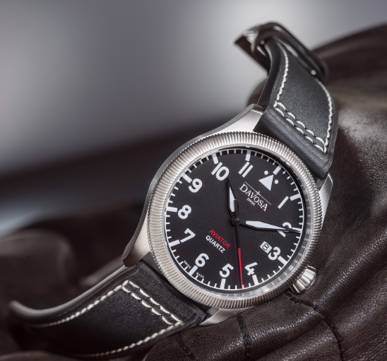 Aviator Quartz Swiss-Made Blue Men's Dress Watch 16249845 Pilot Davosa USA Official Distributor. Prices are Final. Tax & duties included.