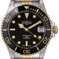 Ternos Medium Automatic Swiss-Made Black Gold Diver Watch 16619705 Diver Davosa USA Official Distributor. Prices are Final. Tax & duties included.