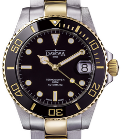 Ternos Medium Automatic 200m Swiss-Made Black Gold Men's Diver Watch 16619750 Diver Davosa USA Official Distributor. Prices are Final. Tax & duties included.