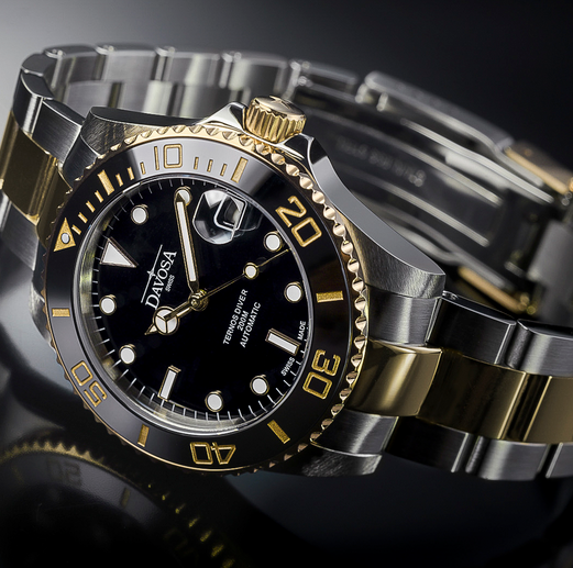 Ternos Medium Automatic 200m Swiss-Made Black Gold Men's Diver Watch 16619750 Diver Davosa USA Official Distributor. Prices are Final. Tax & duties included.