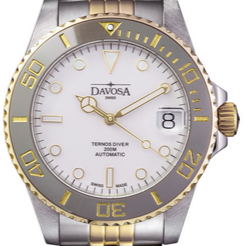 Ternos Medium Automatic Swiss-Made White Gold Diver Watch 16619702 Diver Davosa USA Official Distributor. Prices are Final. Tax & duties included.