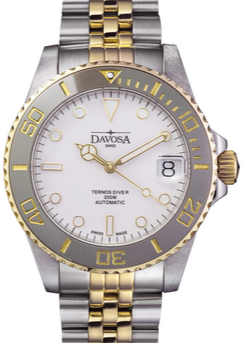 Ternos Medium Automatic Swiss-Made White Gold Diver Watch 16619702 Diver Davosa USA Official Distributor. Prices are Final. Tax & duties included.