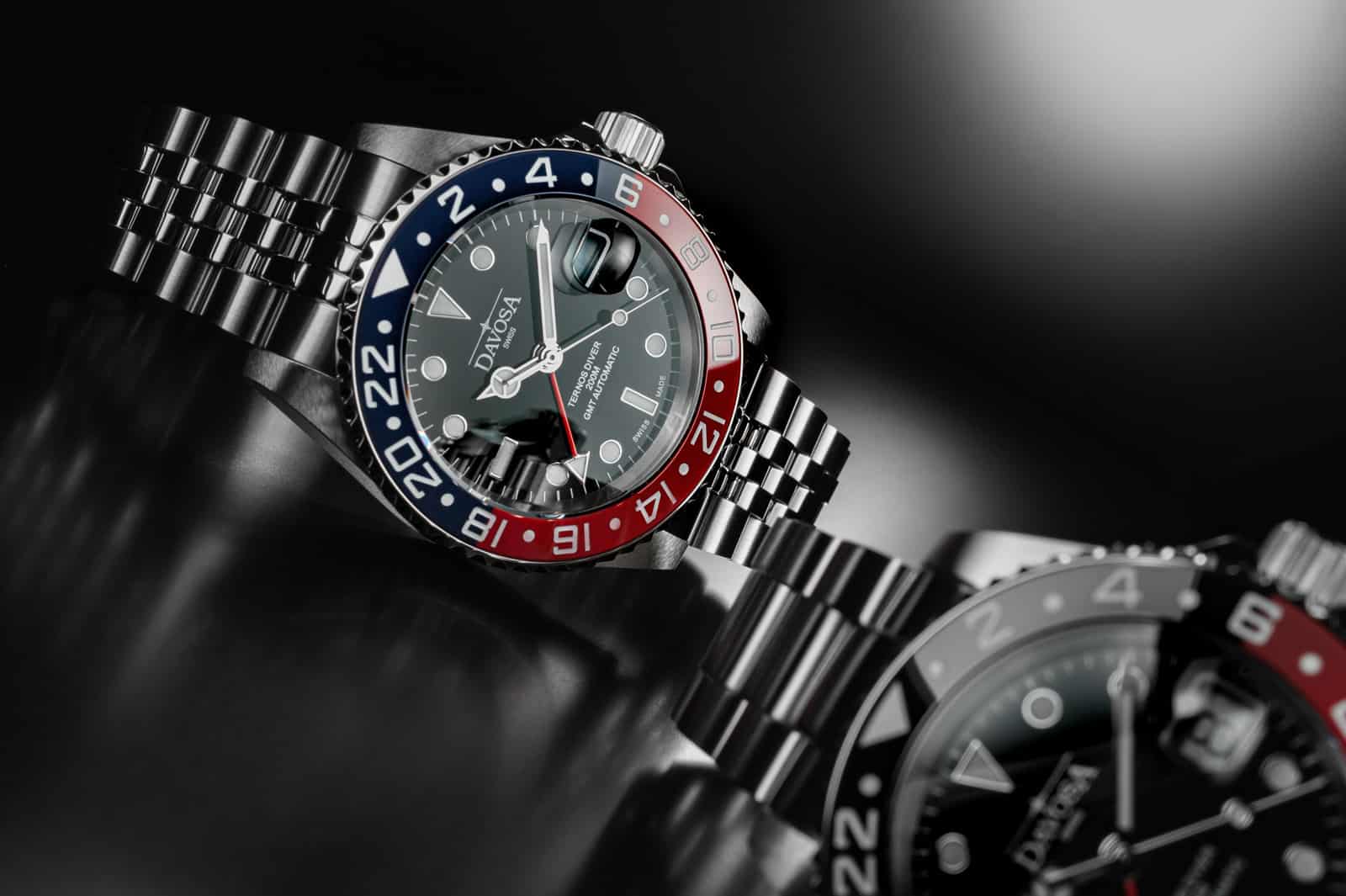 Ternos Ceramic Automatic GMT Swiss-Made Blue Red Diving Watch 16159006 GMT Davosa USA Official Distributor. Prices are Final. Tax & duties included.